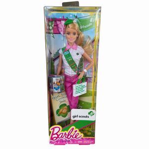 2013 Mattel Barbie Girl Scouts Cookie Sale Doll Blonde Blue Eyes BJP31 NRFB New